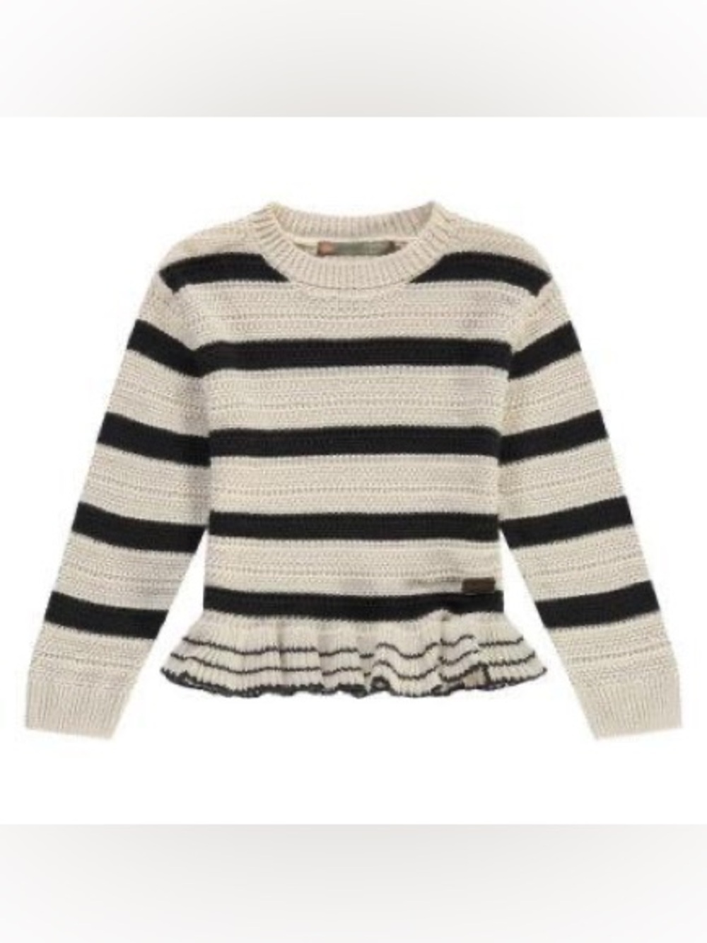 Stains & Stories - Girls striped black and white flouncy Pullover